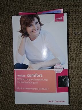 New. Medi Mediven Comfort thigh-high compression stockings Ebony size III